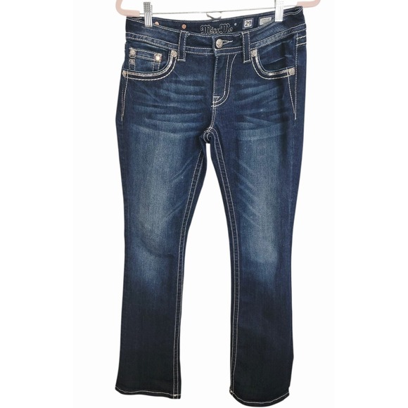 Miss Me Denim - Miss Me‎ Women's Jeans Size 29 Dark Wash Bootcut Mid-Rise Embellished Pockets
